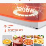 Commercial Food Warmer, 1200W Electric Stainless Steel Steam Food Warmer, Fast Heating Countertop Buffet Bain Marie With Two 1/2 Size Food Pans, For Catering, Restaurants, Parties & Buffets