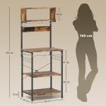 Bakers Rack With Power Outlet, USB Charger, Microwave Stand With Adjustable Shelves, 5 Hooks For Small Spaces, Kitchen Storage Unit For Spices, Pots And Pans, Rustic Brown