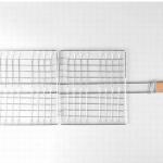 Stainless Steel Outdoor Grill Wooden Handle Square
