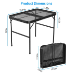 35.62x23.42x25.9in Foldable Camping Table Collapsible Picnic Aluminum Alloy Grill Stand 88LBS