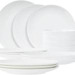 Jasmine Bone China Dinnerware Set, 16 Pieces, Service For 4, White Plates, Dishes, Bowls Set, Microwave And Dishwasher Safe