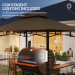 8' x 5' Outdoor Grill Gazebo, Barbecue Gazebo Shelter with LED Light, 2 Side Shelves, Hooks, Bottle Opener, Dark Brown