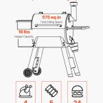 Wood Pellet Grill Smoker Outdoor Electric BBQ Grills 575 Sq.in Cook Area