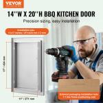 Grill-Zugangstür, 355 X 508 Mm, Einzelne Außenküchentür, Flächenbündig Montierte Edelstahltür, Vertikale Wandtür Mit Griff, Für Grillinsel, Grillstation, Außenschrank
