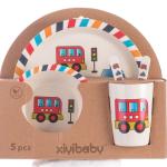 Children's Baby Cutlery Set Of 5 Bamboo Fiber Dishes