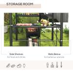 2.4 X 1.5m Outdoor Grill Gazebo With Side Shelves, PC Board Roof, Dark Grey