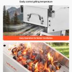 Foldable Charcoal Grill, 250 Sq.in. Portable Charcoal Barbecue Grill With Liftable Charcoal Tray & Side Tables, Brushed Stainless Steel BBQ Cooking Grills For Outdoor Camping Back Yard Parties