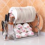 On Behalf Of The Kitchen Tableware Draining Plate Rack Double Stainless Material Storage Racks Dishes