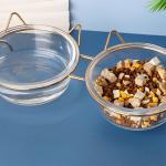 Glass Cat Bowl Drinking Dish Feeder For Pet Food Water Dishes Feeder With Metal Feeding Bowl Rack Cats Puppy Feeding Accessories