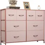 Dresser For Bedroom With 8 Drawers, Wide Fabric Dresser For Storage And Organization, Chest Of Drawers, Dressers For Living Room, Closet, Hallway, Dark Grey