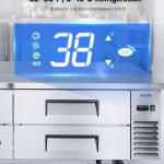 Chef Base Refrigerator, 72" W Commercial Chef Bases Worktop Refrigerators, 4-Drawer Under Counter Fridge With 12 Pans Stainless Steel, Heavy-Duty Refrigerated Base, Invisible Door Handle