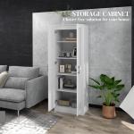 White Storage Cabinet with Adjustable Shelves and Tall Design, for Kitchen Storage , Perfect for Home Use and Family Organization