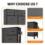 10-Drawer Dresser With Side Pocket & Hooks, Storage Cabinet With Wood Top For Bedroom Closet Organization