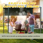 7FT Grill Gazebo BBQ Canopy with Sun Shade Panel Side Awning, 2 Exterior Serving Shelves, 5 Hooks for Patio Lawn Backyard