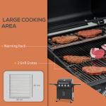 4 Burner Gas BBQ Grill Outdoor Portable Barbecue Trolley W/ Warming Rack, Side Shelves, Storage Cabinet, Thermometer