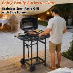2 Burner BBQ Propane Gas Grill With Side Burner 24000 BTU Output Stainless Steel Barbecue Grill With Enameled Grates And Side Tables For Outdoor Cooking Kitchen And Patio Backyard
