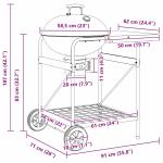 Outdoor Grill with Wheels, Black, 96 x 72 x 113 cm, Metal