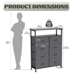 8-Drawer Fabric Dresser With Open Shelf, 45.9-inch Tall Storage Cabinet For Bedroom Closet Organization
