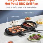 Hot Pot With Grill 2200W 2-in-1 Electric Smokeless Grill Hot Pot For 1-6 People
