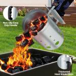 Charcoal Chimney Starter Heavy Duty Steel 4 Lbs Capacity BBQ Grill Fireplace