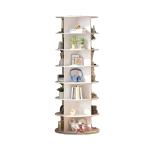 7 Tier Rotating Shoe Rack Tower, Spinning Shoe Display, 360 Shoe Rack Storage Round Carousel, Vertical Handbag Rotate Shoes Closet Organization WHITE