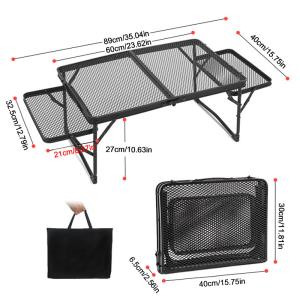 Portable Camping Table Folding Storage Outdoor Desk Mesh Top Height Extendable