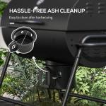 Barrel Charcoal BBQ Grill, Barbecue with 420 sq.in. Cooking Area, Wheels, Ash Catcher, Black