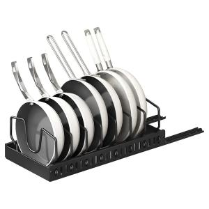 Pull Out Pots And Pans Organizer Under Cabinet With 8 Adjustable Dividers Rustproof Carbon Steel Sliding Pots Holder For Kitchen Cookware Bakeware Pots Lids Storage