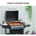 52" Barbecue Grill With Wheels 4+1 Burner Liquid Propane Gas Grill Outdoor Cabinet Style BBQ Trolley W/ Side Burner, Warming Rack