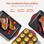 Baking Pan Set 8-Piece Nonstick Carbon Steel Bakeware Set With Silicone Handle