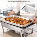 Rectangle Chafing Dish, 9 Qt 4 Pack Stainless Steel Chafing Dish, Food Warmer Chafer Complete Set With Hollow Handle, 2 Food Tongs, Lid, Fuel Holder, Chafer Dishes For Banquet Party Wedding