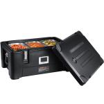 Insulated Food Pan Carrier, 36Qt Capacity, Stackable Catering Hot Box W/ 3 Stainless Steel Pans, Top Load LLDPE Food Warmer W/Elastic Side Handles And Buckles, For Restaurant Canteen, Black