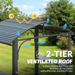 8x5FT  Arc Roof, Grill Canopy For Outdoor Grill W Double Galvanized Steel Roof And 2 Side Shelves, BBQ Gazebo Grill Tent For Patio Garden Backyard, Grey