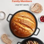 Cast Iron Dutch Oven 2-in-1 Pre-Seasoned Double Pot With Lid Handles 5 Qt Black