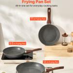 Frying Pan Skillet, Aluminum Egg Fry Pans, 3 Piece Set (250, 280, 325 Mm), Nonsitck Heavy-Duty Skillets With Heat-Resistant Handle, Chef's Kitchen Cookware, For Gas, Electric, Induction, Grey