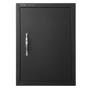 Grill-Zugangstür, 415 X 570 Mm, Einzelne Außenküchentür, Flächenbündig Montierte Kaltplattentür, Vertikale Wandtür Mit Griff, Für Grillinsel, Grillstation, Außenschrank Schwarz