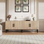 Functional 4-Door TV Cabinet  2 Storage Spaces, Adjustable Shelves, Ideal For Living Room Organization, Natural