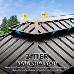 6x10FT Hardtop Grill Gazebo, Outdoor BBQ Gazebo With Double Galvanized Steel Roof, Patio Grill Canopy With 2 Cabinets And Ceiling Hooks For Backyard, Lawn, Garden, Brown