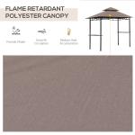 8' X 5' Grill Gazebo With Double Roof, Outdoor BBQ Canopy Gazebo With 2 Side Shelves For Patio Yard Garden Coffee