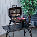 14" Portable Charcoal Grill, Tabletop Outdoor Small Grill with Heat Preservation Net, Venting System, Foldable Legs, Travel Size BBQ Perfect for Camping, Backyard, Tailgates, Black