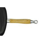 Grill Pan with Wooden Handle, Cast Iron, 20 x 20 cm