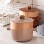 Morandi Casserole Household Porridge Soup And Gas Stove Special High Temperature Porcelain Pot With Steamer