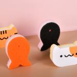 Cartoon Cat Fish Kitchen Washing Dishes Seaweed Sponge Pad
