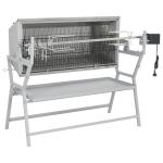 BBQ grill with rotisserie made of iron and stainless steel