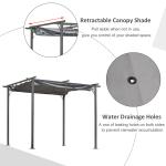 10' X 10' Outdoor Retractable Pergola Canopy, Metal Patio Shade Shelter For Backyard, Porch Party, Garden, Grill Gazebo, Gray