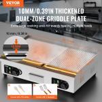Commercial Electric Griddle, 2800W Countertop Half-Flat Top Grill, 122℉-572℉ Adjustable Temp, 28.74x15.75x0.39in Stainless Steel Griddle Grill With 2 Shovels For Home Or Restaurant (No Plug)