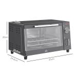 Mini Oven, 9L Countertop Electric Grill, Toaster Oven With Adjustable Temperature, Timer, Dishwasher Safe Baking Tray And Wire Rack, 750W, Grey