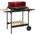 Charcoal BBQ, With Five Position Grill Grate - Red