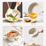 17 Piece Pots And Pans Set Granite Nonstick Kitchen Cookware Induction White