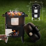 47x41.5x82cm Black, Double-walled, Cylindrical, Smoker, Charcoal Grill